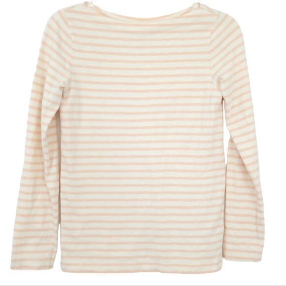 GAP Stripe Shirt XS Pink Cream Preppy Long Sleeve Top Coastal Spring Summer - Picture 1 of 3